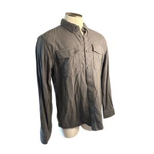 Men L Kuiu Field Flannel Shirt Button Baltic Gray Long Sleeve Cotton Wool Blend